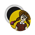 Girl With Popsicle Yellow Background 2.25  Magnets Front