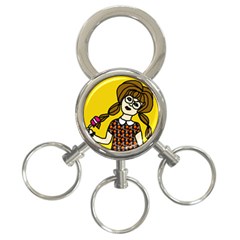 Girl With Popsicle Yellow Background 3-ring Key Chains by snowwhitegirl