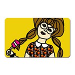 Girl With Popsicle Yellow Background Magnet (Rectangular) Front