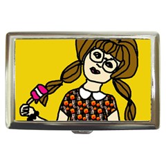 Girl With Popsicle Yellow Background Cigarette Money Case by snowwhitegirl