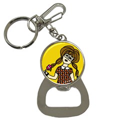 Girl With Popsicle Yellow Background Bottle Opener Key Chains by snowwhitegirl