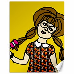 Girl With Popsicle Yellow Background Canvas 18  X 24  by snowwhitegirl