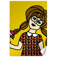 Girl With Popsicle Yellow Background Canvas 20  X 30  by snowwhitegirl