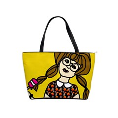 Girl With Popsicle Yellow Background Classic Shoulder Handbag by snowwhitegirl