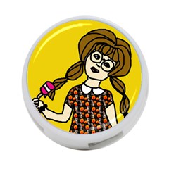 Girl With Popsicle Yellow Background 4-port Usb Hub (two Sides) by snowwhitegirl