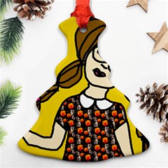 Girl With Popsicle Yellow Background Ornament (christmas Tree)  by snowwhitegirl