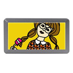 Girl With Popsicle Yellow Background Memory Card Reader (mini) by snowwhitegirl