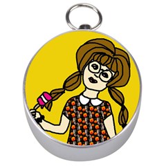 Girl With Popsicle Yellow Background Silver Compasses by snowwhitegirl