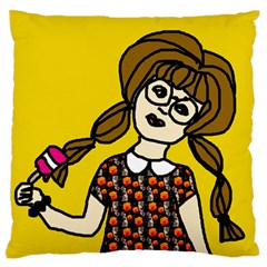 Girl With Popsicle Yellow Background Standard Flano Cushion Case (two Sides) by snowwhitegirl