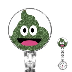 Green Paisley Poo Stainless Steel Nurses Watch by snowwhitegirl