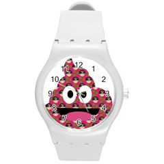 Face Poo Round Plastic Sport Watch (m) by snowwhitegirl