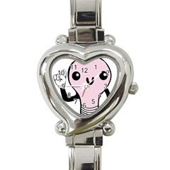 Pink Kawaii Bulb Heart Italian Charm Watch by snowwhitegirl