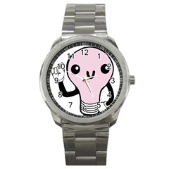 Pink Kawaii Bulb Sport Metal Watch by snowwhitegirl