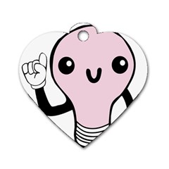 Pink Kawaii Bulb Dog Tag Heart (two Sides) by snowwhitegirl