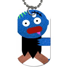 Blue Glitter Zombie Dog Tag (two Sides) by snowwhitegirl