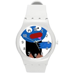 Blue Glitter Zombie Round Plastic Sport Watch (m) by snowwhitegirl