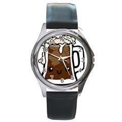 Kawaii Root Beer Float Round Metal Watch by snowwhitegirl