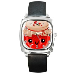 Kawaii Jam Jar Square Metal Watch by snowwhitegirl