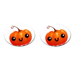 Kawaii Pumpkin Cufflinks (oval) by snowwhitegirl