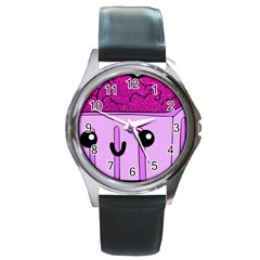 Purple Glitter Ice Cream Carton Round Metal Watch by snowwhitegirl