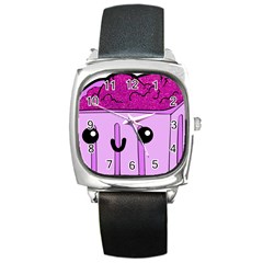 Purple Glitter Ice Cream Carton Square Metal Watch by snowwhitegirl