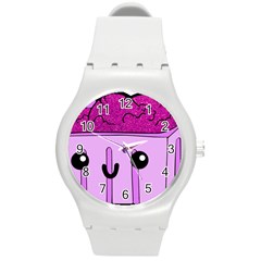 Purple Glitter Ice Cream Carton Round Plastic Sport Watch (m) by snowwhitegirl