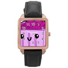 Purple Glitter Ice Cream Carton Rose Gold Leather Watch  by snowwhitegirl