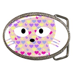 Pink Heart Pattern Cat Belt Buckles by snowwhitegirl