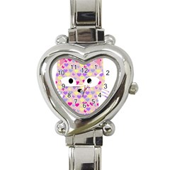 Pink Heart Pattern Cat Heart Italian Charm Watch by snowwhitegirl