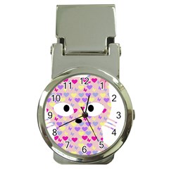 Pink Heart Pattern Cat Money Clip Watches by snowwhitegirl