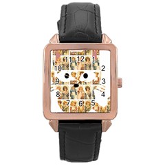 Victorian Girl Labels Cat Rose Gold Leather Watch  by snowwhitegirl