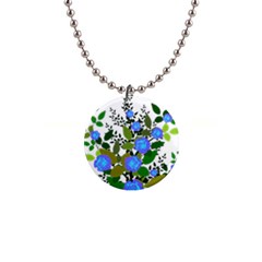 Blue Luminesent Roses Button Necklaces