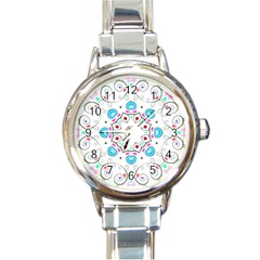 Paisley Design 2 Embroidery Round Italian Charm Watch by snowwhitegirl