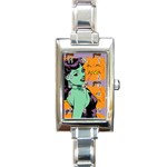 Zombie Retro Girl Rectangle Italian Charm Watch Front