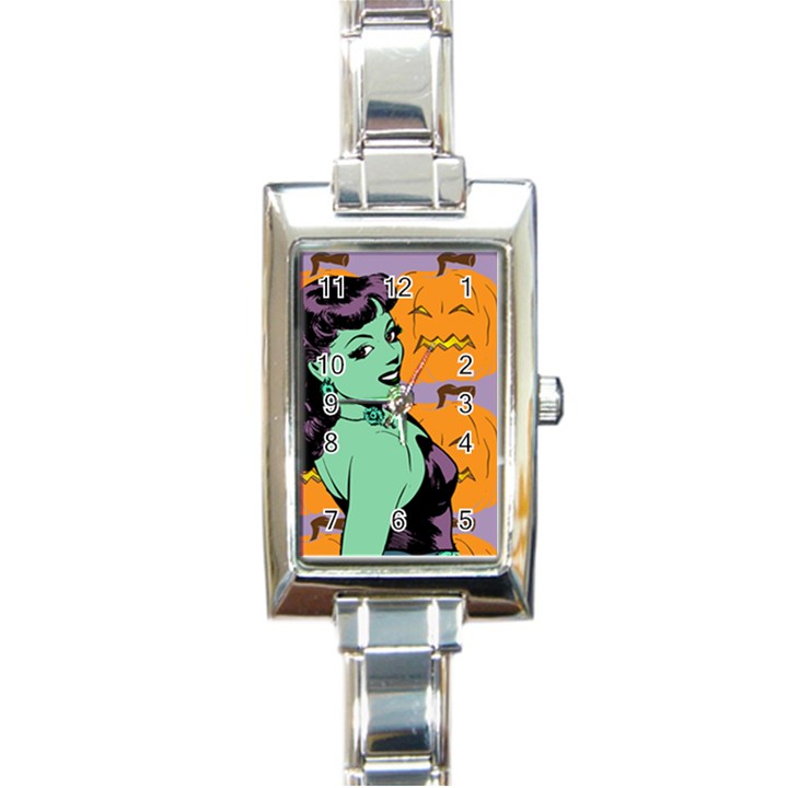 Zombie Retro Girl Rectangle Italian Charm Watch