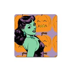 Zombie Retro Girl Square Magnet by snowwhitegirl