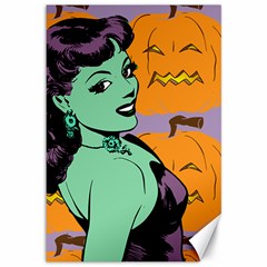 Zombie Retro Girl Canvas 12  X 18 