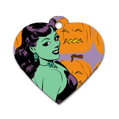 Zombie Retro Girl Dog Tag Heart (two Sides) by snowwhitegirl