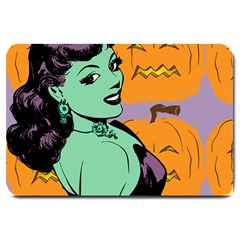 Zombie Retro Girl Large Doormat  by snowwhitegirl