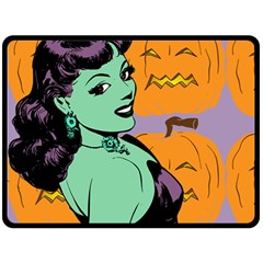 Zombie Retro Girl Fleece Blanket (large)  by snowwhitegirl