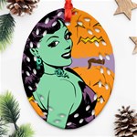 Zombie Retro Girl Oval Filigree Ornament (Two Sides) Back