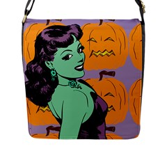 Zombie Retro Girl Flap Closure Messenger Bag (l) by snowwhitegirl