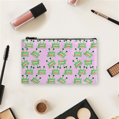 Green Alien Monster Pattern Pink Cosmetic Bag (small) by snowwhitegirl