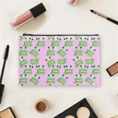 Green Alien Monster Pattern Pink Cosmetic Bag (medium) by snowwhitegirl