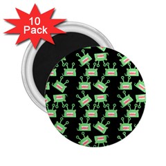 Green Alien Monster Pattern Black 2 25  Magnets (10 Pack)  by snowwhitegirl