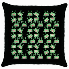 Green Alien Monster Pattern Black Throw Pillow Case (black) by snowwhitegirl