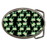 Green Alien Monster Pattern Black Belt Buckles Front