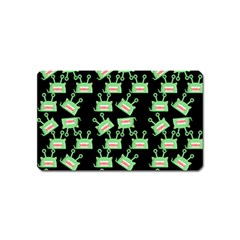 Green Alien Monster Pattern Black Magnet (name Card) by snowwhitegirl