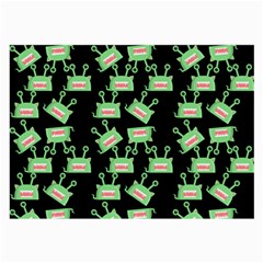 Green Alien Monster Pattern Black Large Glasses Cloth by snowwhitegirl