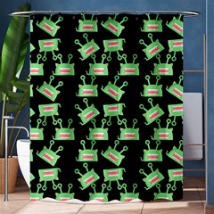 Green Alien Monster Pattern Black Shower Curtain 60  X 72  (medium)  by snowwhitegirl